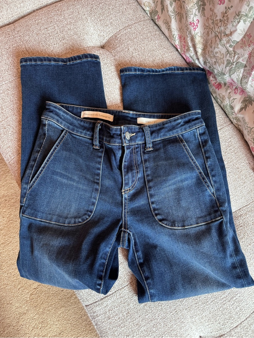 Pilcro Straight-Leg Dark Blue Denim Jeans